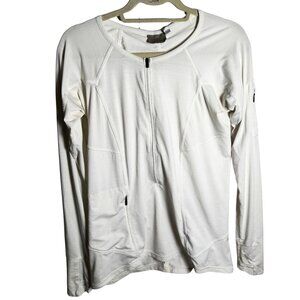Athleta White Zip Front Performance Top Women’s Medium Lightweight Activewear